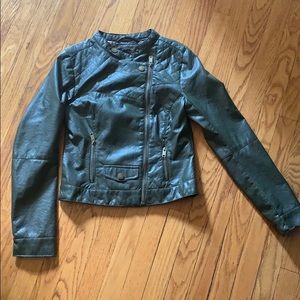 Olive green leather jacket